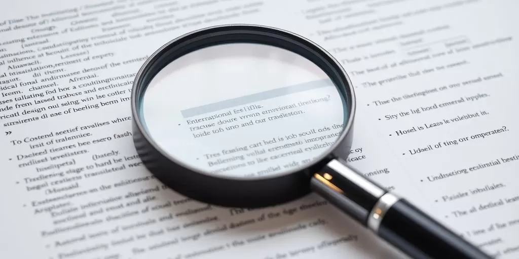 Close-up of an academic transcript with a magnifying glass.