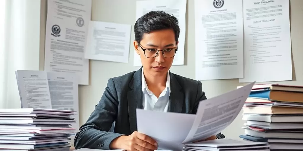 Professional translator working with official documents.