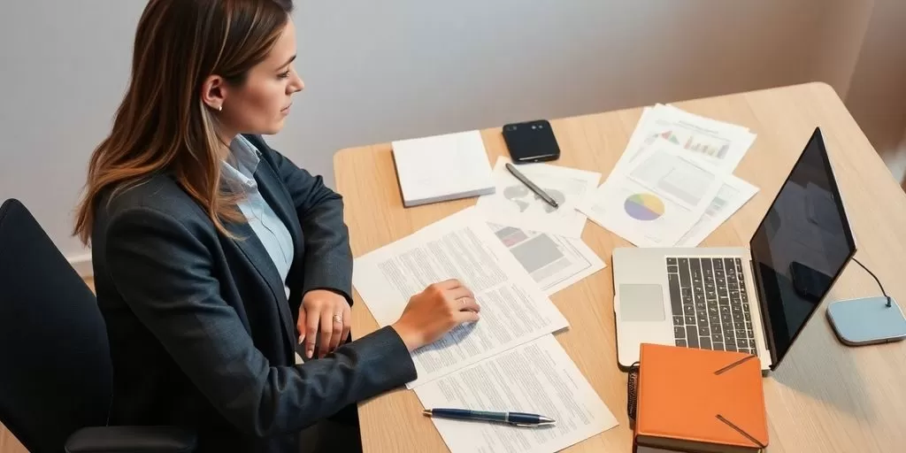 A translator focused on technical documents at a desk.