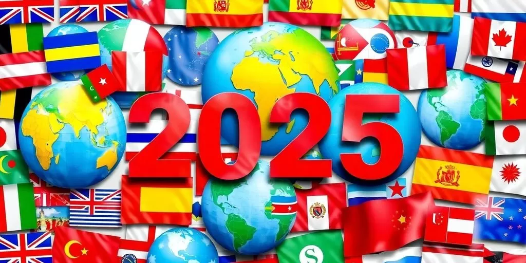 Collage of globes and flags representing global translation services.