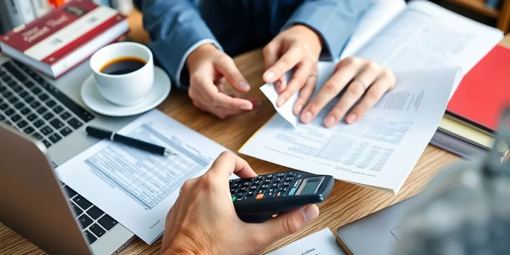 Professional translator calculating costs for services.