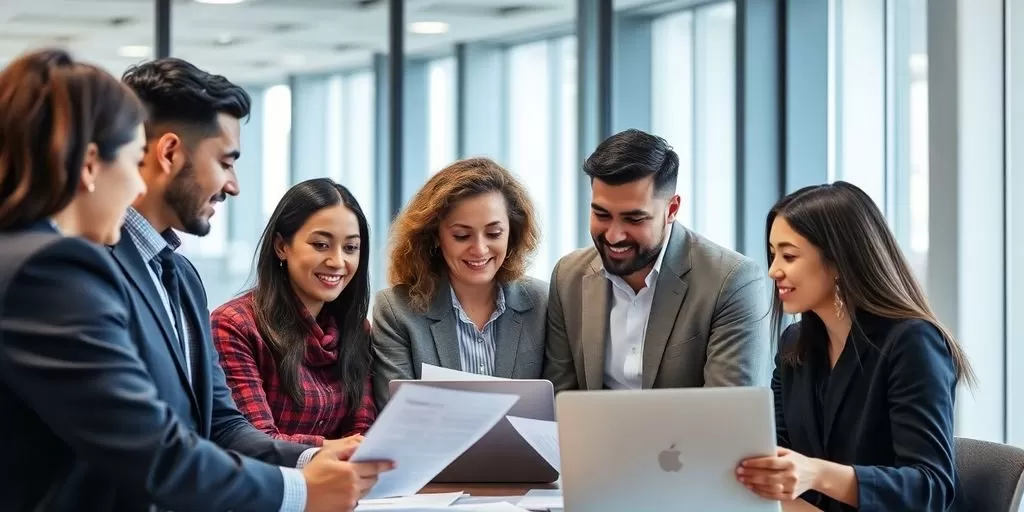 Diverse professionals collaborating on patent translation services.
