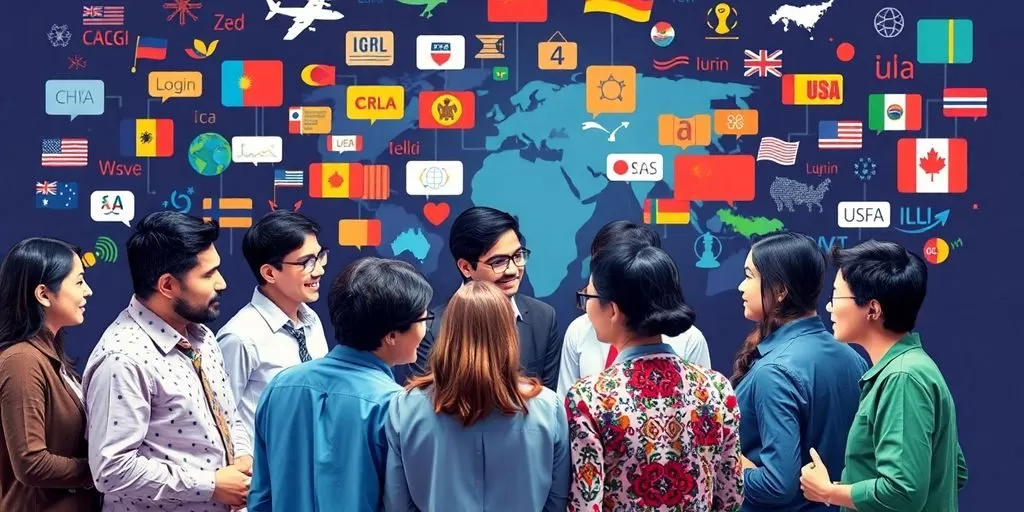 Diverse translators discussing language and culture.