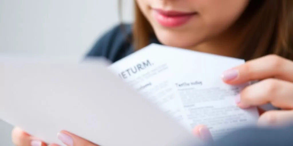 Person reviewing translated documents with a focused expression.